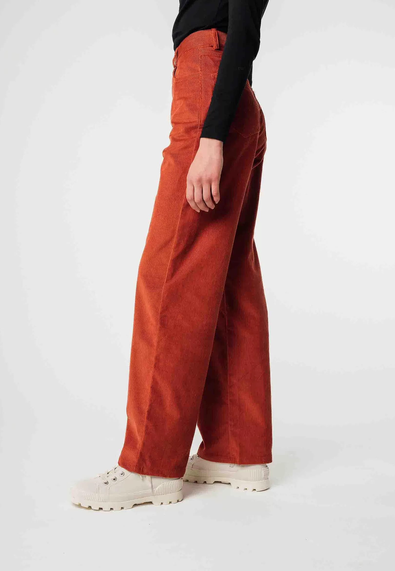 Discount Cord Hose Mit Hohem Bund Und Weitem Bein Oorja Damen Hosen