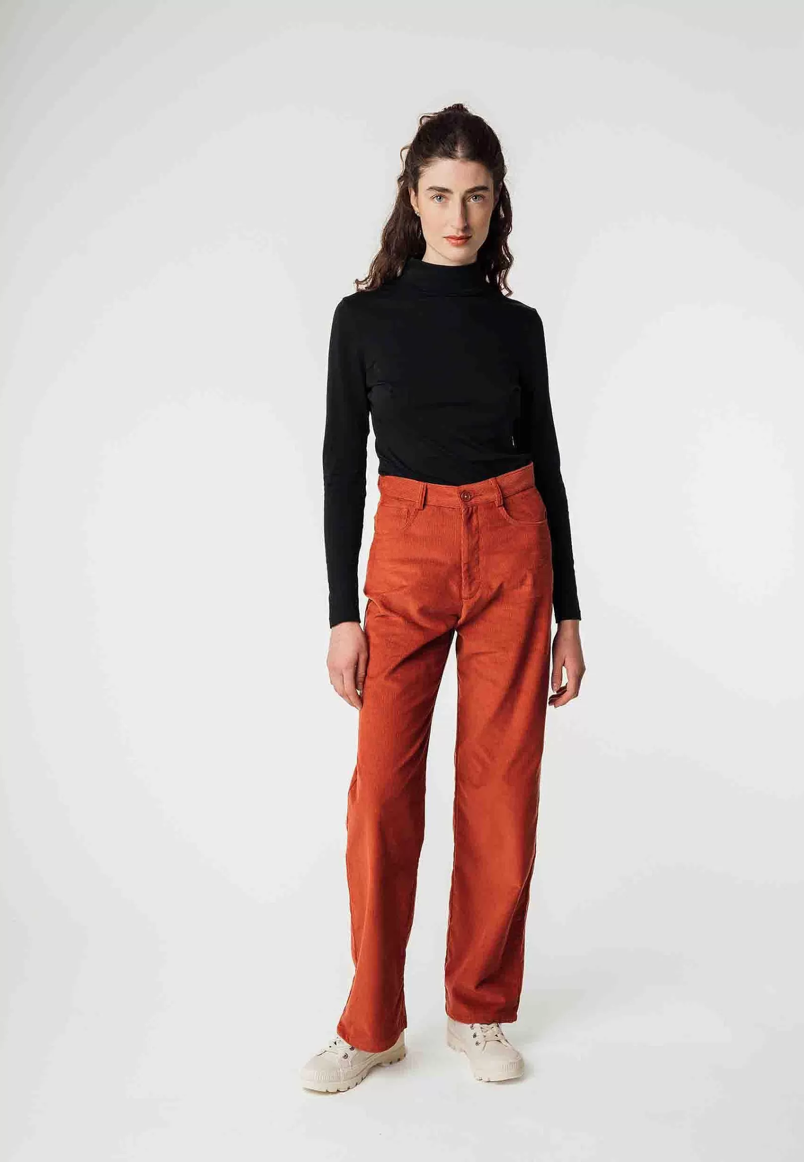 Discount Cord Hose Mit Hohem Bund Und Weitem Bein Oorja Damen Hosen