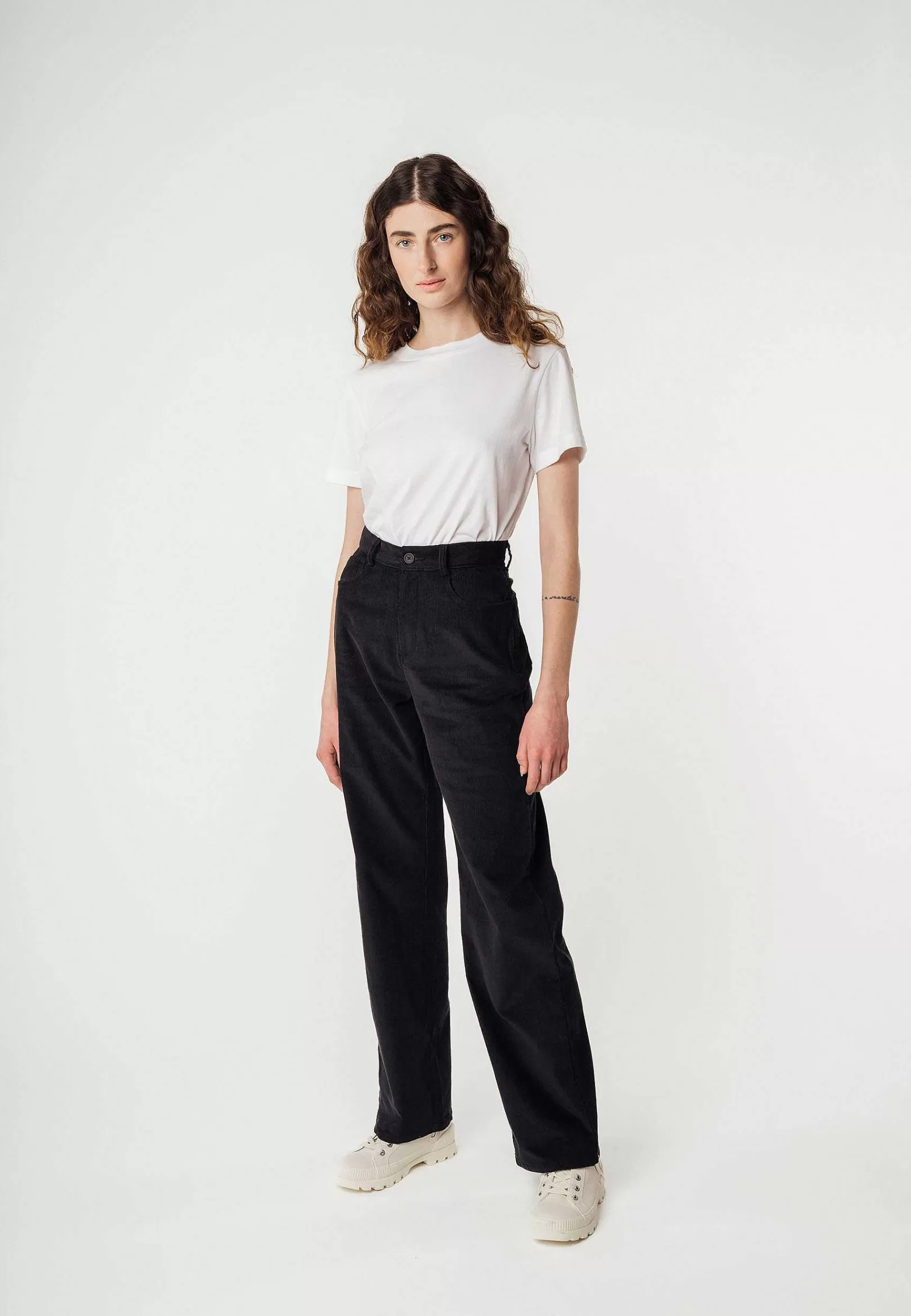 Cheap Cord Hose Mit Hohem Bund Und Weitem Bein Oorja Damen Hosen