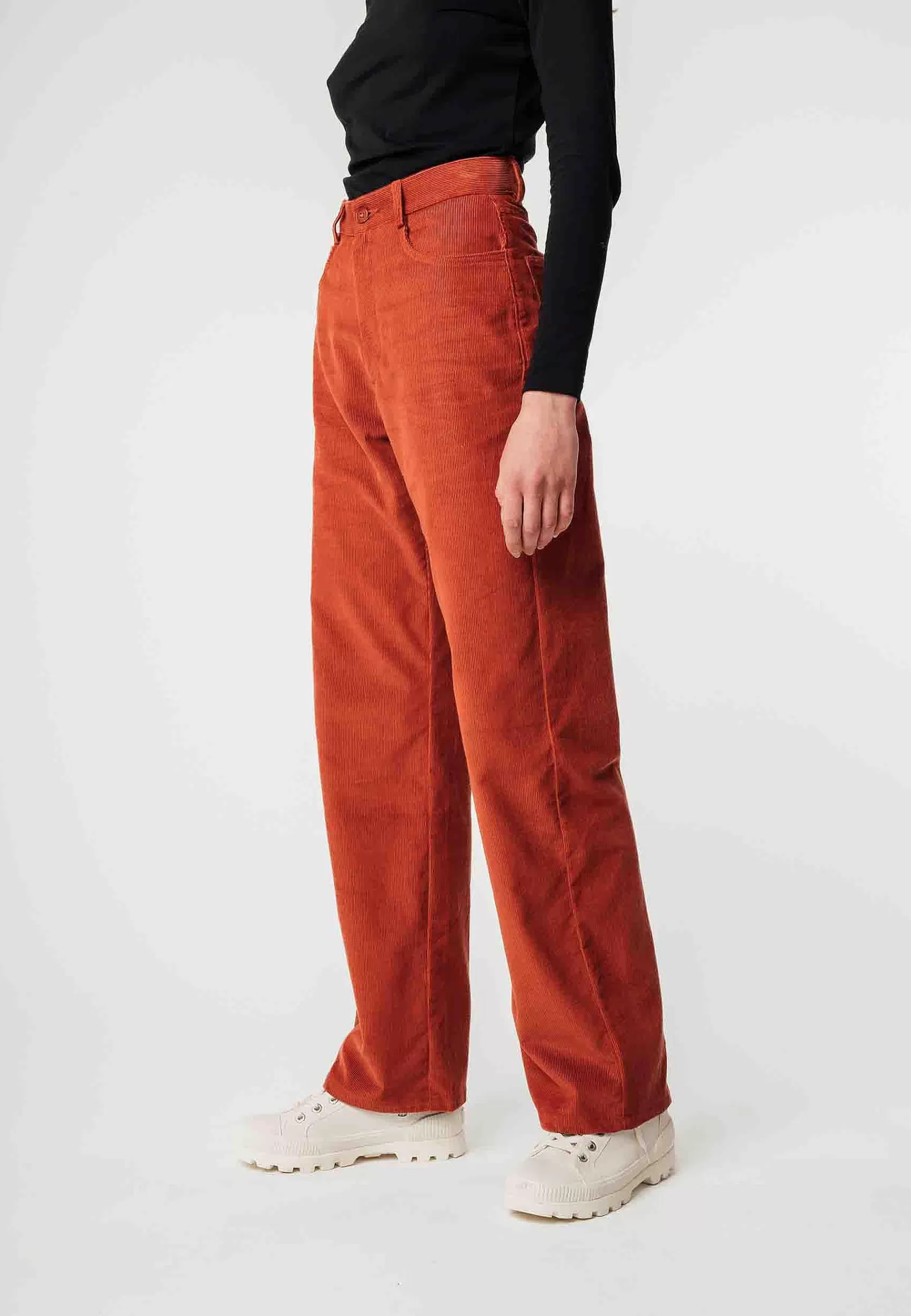 Discount Cord Hose Mit Hohem Bund Und Weitem Bein Oorja Damen Hosen
