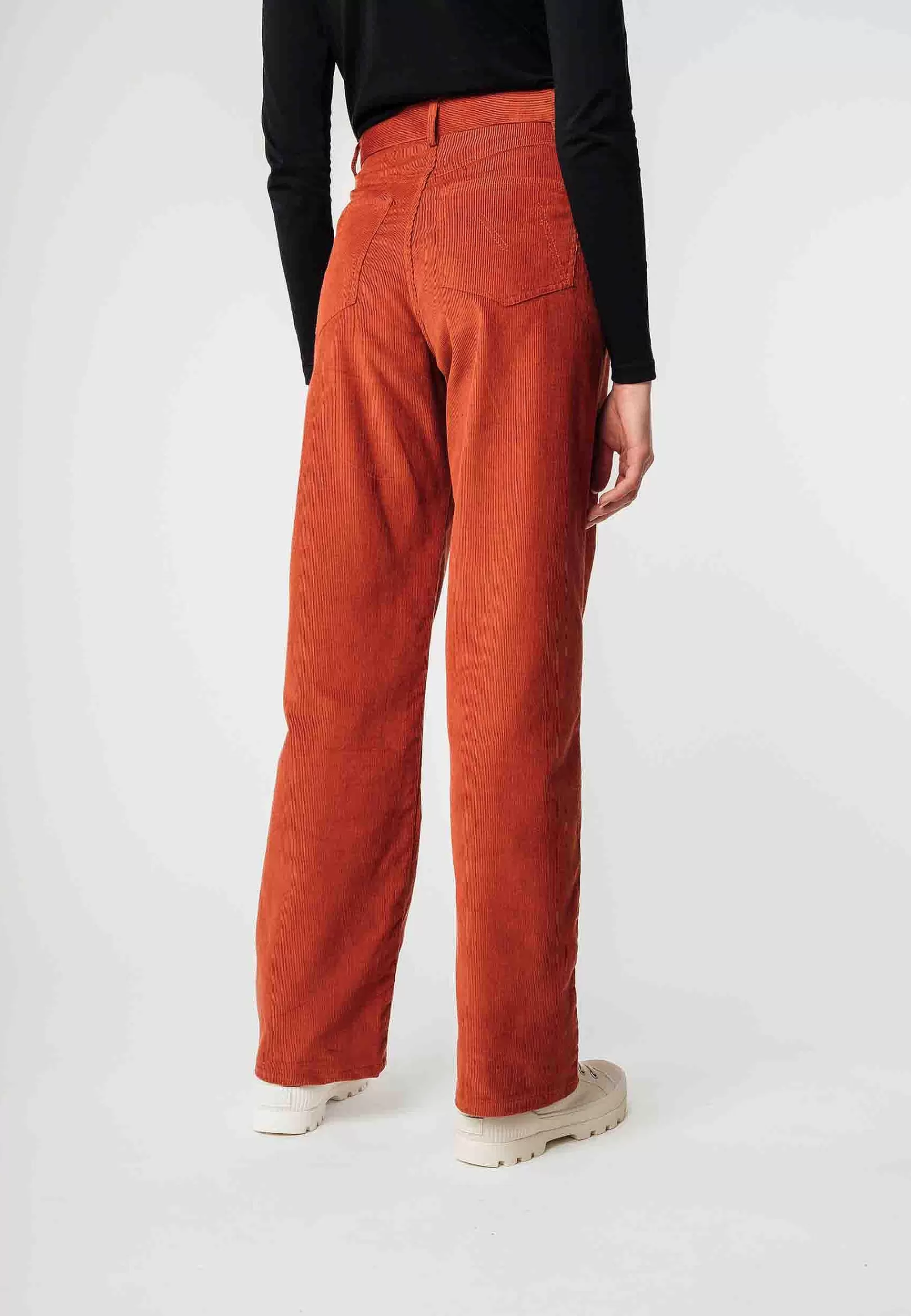 Discount Cord Hose Mit Hohem Bund Und Weitem Bein Oorja Damen Hosen