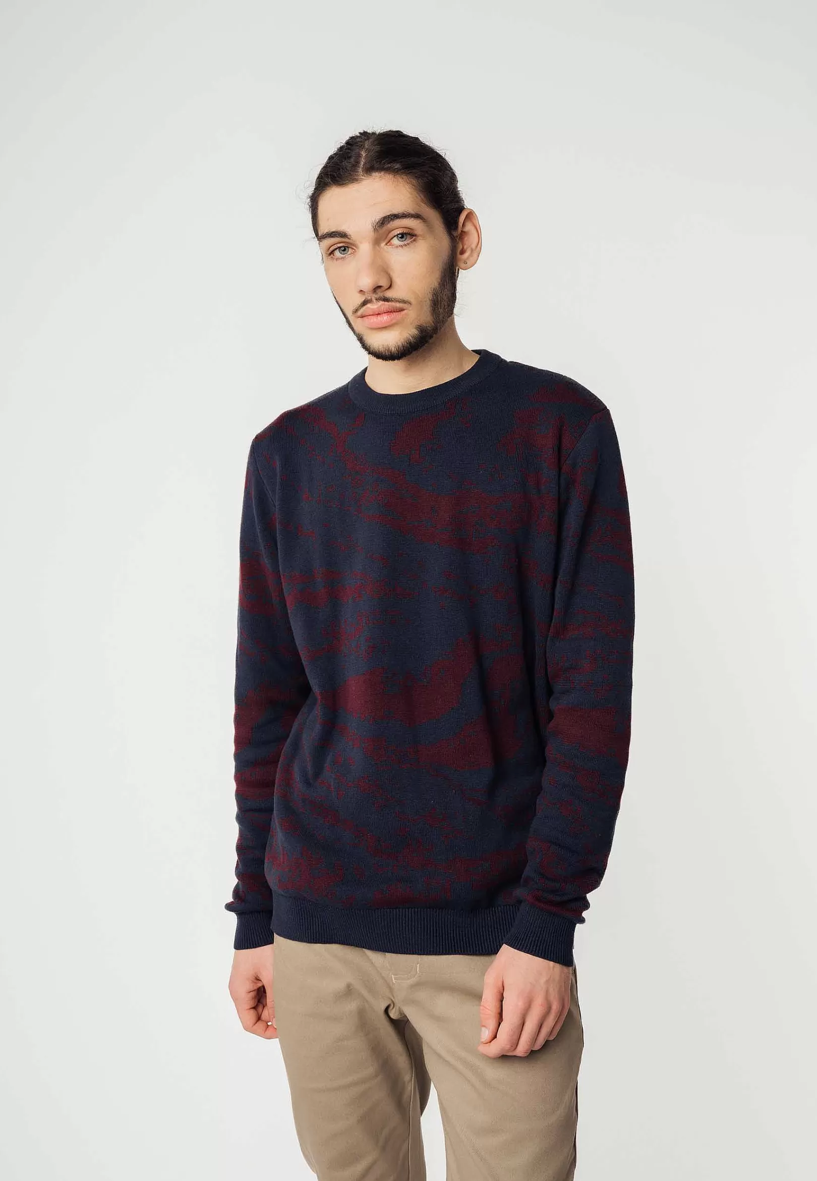 Cheap Jacquard Strickpullover Manav Herren Strickwaren